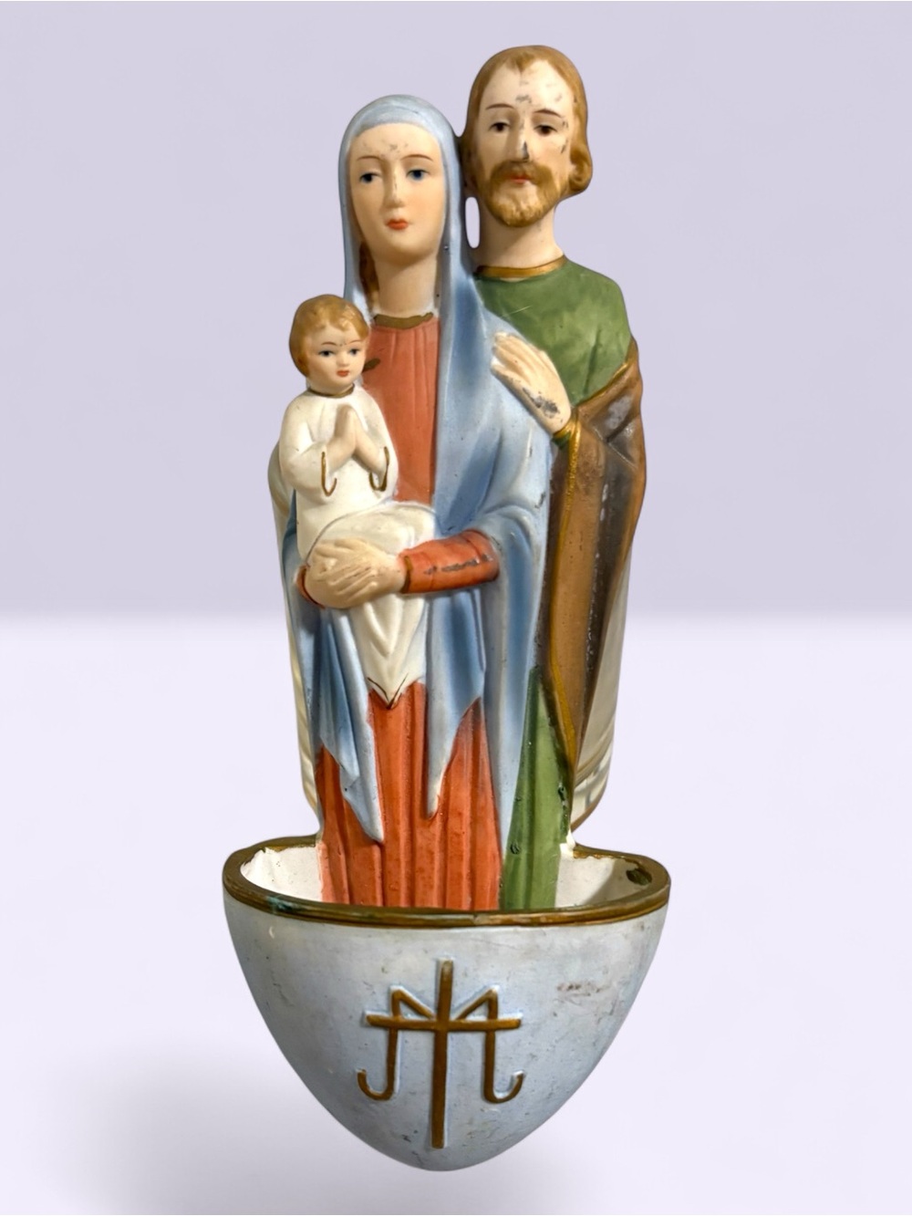 Vintage 60s Holy Family Wall Font Mary, Joseph, and Infant Jesus Made In Japan